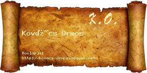 Kovács Ormos névjegykártya